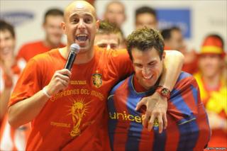 Pepe Reina and Cesc Fabregas