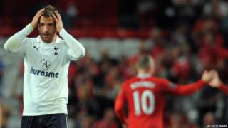 Manchester United 3-0 Tottenham - Rafael Van der Vaart reacts after losing