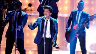 Bruno Mars performing at the MTV Video Music Awards in Los Angeles