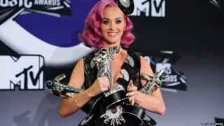 Katy Perry with her three MTV Video Music Awards