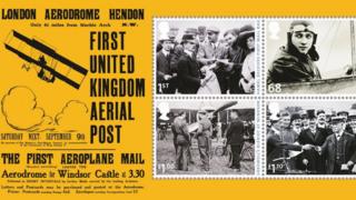 The news set of stamps in honour of the UK's first airmail pilots