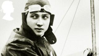 One of the new stamps in honour of the UK's first airmail pilots. This is Gustav Hamel.