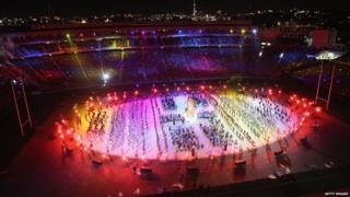 Hundreds of singers and dancers were in action at the event at Eden Park stadium in Auckland.