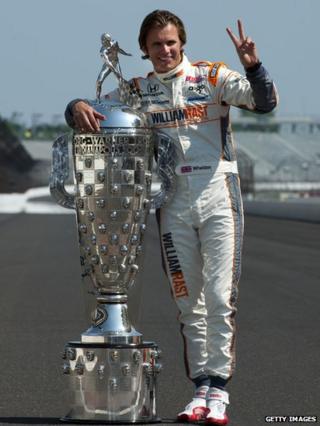 Dan Wheldon with the Indy 500 Trophy