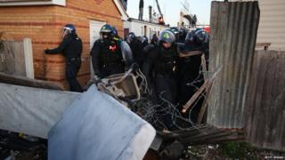 Police moved into the site moving barriers