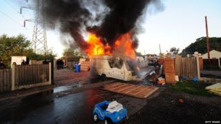 Caravan set on fire