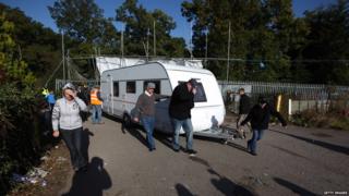 Caravan being pulled away