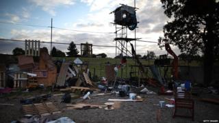 Debris scattered on Dale Farm