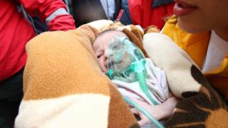The baby was trapped for more than 40 hours