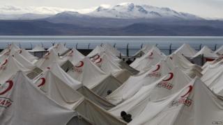 Tents for earthquake victims.