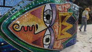 Mosaic on beach in Sydney