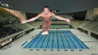 Tom Daley diving into a pool