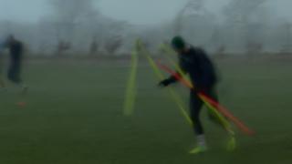 Hibs players at training