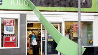 Shop front that's collapsed in Dumbarton, Scotland