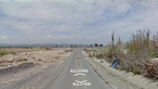 An area of land flattened by the Japanese tsunami