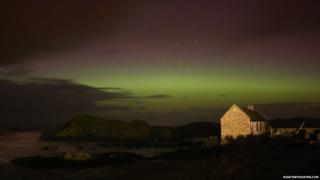 Aurora over Ballintoy harbour