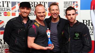 Coldplay with their Brit award