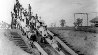Children on the first children's slide
