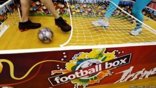 A miniature football stadium.