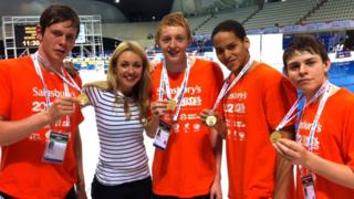 Hayley with four gold medallists at the School Games 2012