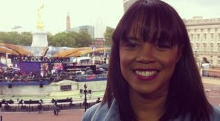 Leah outside Buckingham Palace