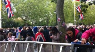 Crowds outside Buckingham Palace