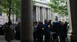 Crowds outside St Paul's Cathedral