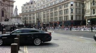 David Cameron arriving in car