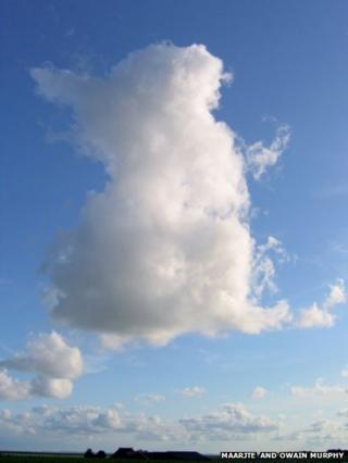 Rabbit shaped cloud in the sky - by Maarjte and Owain Murphy