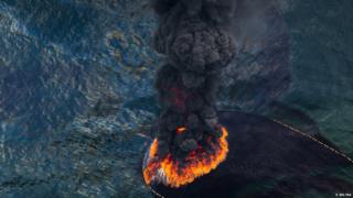 Smoke plume from burning oil during the spill in the Gulf of Mexico in 2010