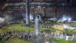 A scene showing Britain's industrial past from the Olympic opening ceremony.