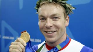 Sir Chris Hoy at the Athens Olympics.