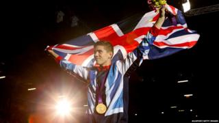 Luke Campbell with his gold medal for the bantamweight boxing