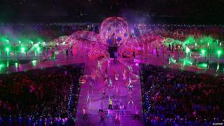 Performers at the London 2012 Olympics closing ceremony
