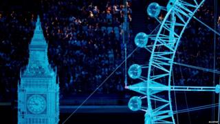 Statue of the London Eye at London 2012 Olympics closing ceremony