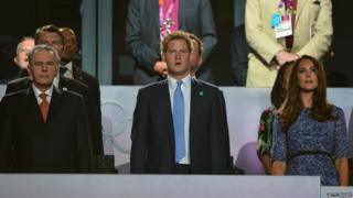 Prince Harry and the Duchess of Cambridge at the London 2012 Olympics closing ceremony
