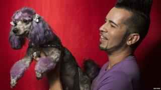 Dana the poodle and her owner