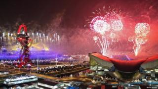 Fireworks at the closing ceremony of the London Paralympic games.