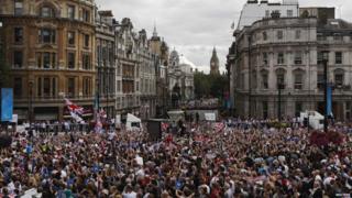 Crowds fill Trafalgar Square