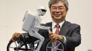 A robot on a bike