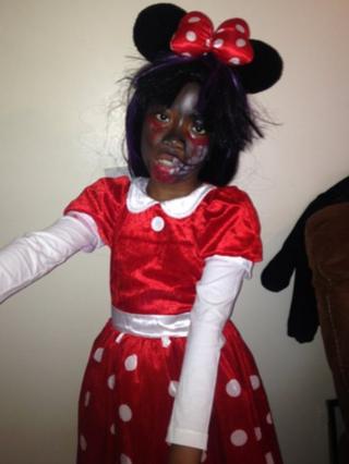 Palesa dressed as Minnie mouse zombie