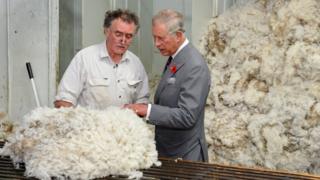 Prince Charles visits a sheep farm in Australia