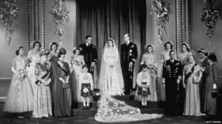 Queen and Duke at their wedding.