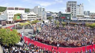 Fans surrounding the red carpet for The Hobbit: An Unexpected Journey premiere