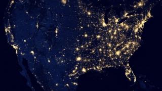 USA at night-time