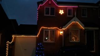 House with Christmas lights