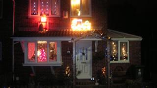 House with Christmas lights