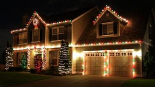 House with Christmas lights
