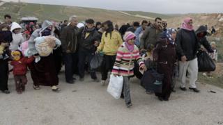 Refugees crossing into Jordan