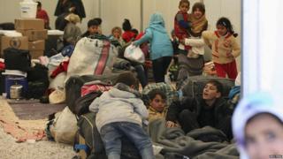 Refugees waiting to register at the camp